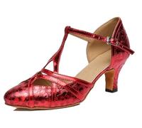MGM-Joymod Womens T-Starp Glitter Red Synthetic Evening Wedding Tango Ballroom Modern Latin Dance Shoes 5 M UK