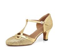 MGM-Joymod Womens T-Starp Synthetic Evening Wedding Tango Ballroom Modern Latin Dance Shoes (Gold 6cm) 6 M UK