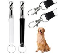mgmooa 2 Pack Dog Whistle to Stop Barking Neighbors Dog, Adjustable Professional Training Whistle for Bark Control and Recall, with Lanyard and Metal Ring (Black/White)