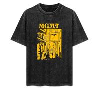 MGMT Little Dark Age Summer Casual Tee Short Sleeve Crew Neck Cotton Tops Unisex Washed Vintage T-Shirt Black S