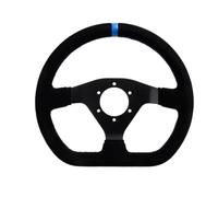 MgmUBzrbv 300mm Racing Steering Wheel Flat Suede Car Drift PC Game Wheel Control Universal PCD 70mm(Stitching yellow)