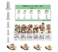 Mgmxbsth 110PCS U Clips Screws,Carbon Steel Thread Clip Nut Set, U-Type Sheet Metal Nuts, Leaf Spring Nut Kits,Automotive Spring Nuts,Car Speed Fastener Replacement for Dash Door Panel Interior