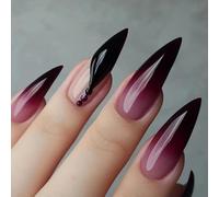 Mgmxbsth 24PCS Long Drop Pressed Nails,Cosplay Fake Nails, Dark Y2K French Tip False Nails, Stick On, Almonds Tip Full Coverage Gel Adhesive, Suitable for Women and Girls(Dark Purple)