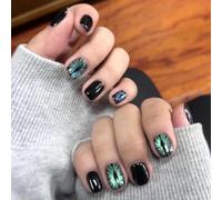 Mgmxbsth 30Pcs Square Fake Nails,Devil Eveil Press on Nails,Cat Eyes Glossy Fake Nails, Stick on Nails with Designs Stick for Women and Girls (Devil's Eye)