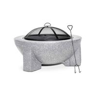 Round MgO Fire Pit with BBQ Grill, Ø75cm, Safety Mesh Screen - Light Grey - DG190