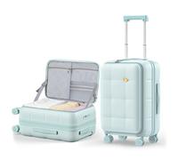 MGOB 20inch Side Open Cabin Suitcase - Carry on Luggage Airline Approved, PC Hardshell with TSA Lock & 4 Dual Spinner Wheels, 62L Lightweight Expandable Carry Suitcase for Women (Green, 20 inch)