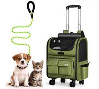MGOB Cat Carrier with Wheels 38 x 30 x 48cm, Green