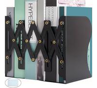 Mgood Book Ends Metal Bookends Adjustable Heavy Duty Book Stopper for Shelves Decorative Book Organiser for Library Home Classroom School Office, Black