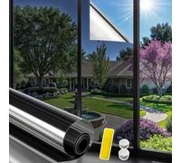Mgood One Way Window Film Privacy Reflective Window Film Sun Blocker Heat Control Anti-Glare Static Cling Mirror Glass Films for Home Office (Black Silver, 44 x 200 cm)