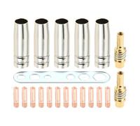 Mgoodoo 20PCS MB15 15AK Welding Gun Accessory Kit, Welding Contact Tips 0.035",Flux Core Nozzles Tip Holder Mig Torch Accessory with Connector and Spanner（Brass, Copper and Iron）
