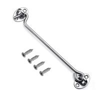 Mgoodoo 250mm Cabin Hook Eye Latch Lock，304 Stainless Steel Door Latch Hook with Screws，10in Heavy Duty Gate Hook Eye Latch，for Wooden Gates Window Brace Gate Door Catch-1PC