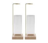 Mgoodoo 2Pcs Wooden Upside Down Incense Holder with Glass Ash Catcher