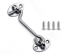 Mgoodoo Stainless Steel 100mm Hook Eye Latch, Swivel Window Hook with Screws, Heavy Duty Gate, Door Catch - 1PC 4 Inch