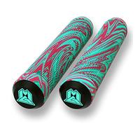 MGP Stunt Scooter Handlebar Grips - Latex Free 180mm Swirls TPR Grind Grips Stunt Scooters and BMX Bikes (Teal/Red)