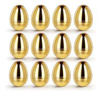 MGparty 12 Pack Gold Fillable Easter Eggs with Hinge Bulk 2.3" Empty Plastic Eggs Bright Eggs for Easter Eggs Hunt Basket Stuffers Fillers