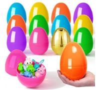 MGparty 12 Pcs 6" Fillable Easter Eggs, Plastic Empty Large Easter Eggs with Golden Eggs for Easter Basket Stuffers, Party Favors, Egg Hunt Supplies and Easter Decorations