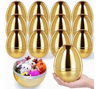 MGparty 12 Pcs 6" Gold Fillable Easter Eggs Plastic Empty Large Decorative Easter Eggs for Easter Basket Display, Party Favor, Egg Hunt Supplies and Easter Decorations