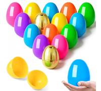 MGparty 36 Pcs 3.5" Fillable Easter Eggs Large Plastic Empty Eggs in Bright Colors with 6 Golden Eggs for Easter Basket Stuffers, Egg Hunt Supplies, Party Favors and Easter Decorations