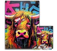 Mgraffiti Painting Yak Adult Jigsaw Puzzles 1000 Pieces cardboard Puzzles Brain Teaser Game for Teenagers, Perfect 26X38CM/10.23x14.96inch