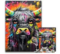 Mgraffiti Painting Yak Jigsaw Puzzles for Adults 1000 Piece cardboard Jigsaw Puzzles Challenging Brain Teaser for Teenagers, Family Game Night Fun 26X38CM/10.23x14.96inch