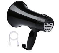 MGROLX 20 Watt Rechargeable Megaphone Bullhorn with Siren and 240s Recording, BT and USB Input, Megahone Speaker with Power Display and Portable Strap (Black)