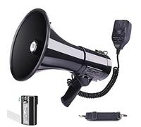 MGROLX 50W Professional Bluetooth Megaphone Bullhorn Speaker with Detachable Microphone-Rechargeable Battery&Portable Strap-Siren and 260S Recording-USB/SD/AUX Input-for Police, Cheerleading, Outdoor