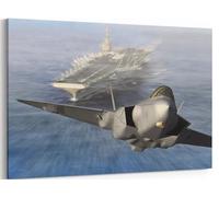 F-35 Airplane Canvas Wall Art Prints Lockheed Martin F35 Lightning II Fighter Jet Poster Aviation Wall Art Decor U.S Air Force Picture Artwork Military Plane Decoration for Boys Room - 16x24 Inch