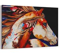 MGSBCXN Horse Native American Decor Southwestern Indian Horse Canvas Wall Art Framed Poster Prints Native Indian Picture Artwork Bedroom Living Room Decoration Colorful - 16x24 Inch