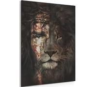 MGSBCXN Jesus and Lion Canvas Wall Art Poster Prints Christian Wall Decor Christ Picture Artwork Jesus Lion Painting for Bedroom Living Room Office Decoration - 12x18 Inch