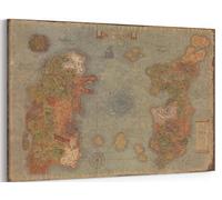 MGSBCXN Retro of Warcraft Map Canvas Wall Art Framed Poster Prints Azeroth Game Picture Artwork Wrath Of The Lich King Wall Decor Home Living Room Bedroom Boy Room Decoration Warcraft Map - 12x18 Inch