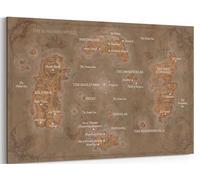MGSBCXN World Of Warcraft Map Canvas Wall Art Framed Poster Prints Retro Azeroth Game Picture Artwork Wrath Of The Lich King Wall Decor Home Living Room Bedroom Decoration Warcraft Map - 16x24 Inch