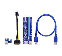 MGTCAR 10PCS VER009S PCI-E Riser Card PCIE 1X to 16X Extender with LED Indicator + 0.6M USB 3.0 Cable / 6Pin Power Cord