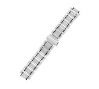 MGTCAR Ceramic Watchband For GUESS Watch Strap Light Plus Stainless Steel Bracelet 23 * 14mm Watchbands(White silver)