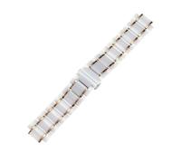 MGTCAR Ceramic Watchband For GUESS Watch Strap Light Plus Stainless Steel Bracelet 23 * 14mm Watchbands(White rose gold)