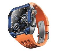 MGTCAR Fluororubber Watch Band Carbon Fiber Case Modification Kit，For Apple Watch Series 8 7 45mm SE 6 5 4 44mm Upgrade Replace Watch Strap(22,For 45mm)