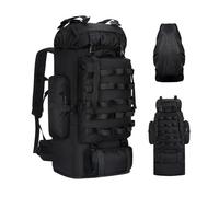 MGTCAR Hiking Camping Backpack Travel Tactical Bag with Rain Cover Waterptoof Outdoor Shoulder Molle Large Military Backpack for Men(Black)