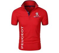 MGTERN T Shirts Men with Logo P-eugeot, Durable Printed Short Sleeve Tops, Lapel T-Shirts for Golf Tennis Football, Unisex(Red,XL)