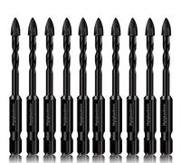 Mgtgbao 10PC 6mm Masonry Drill Bits, 1/4” Concrete Drill Bit Set for Tile,Brick, Plastic and Wood,Tungsten Carbide Tip Best for Wall Mirror and Ceramic Tile.