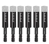 Mgtgbao 6pc 9/16” Black Dry Diamond Drill Bits Set, 14mm Hex Shank Core Drill Bit Brazed with Cooling Wax for Porcelain Tile Ceramic Concrete Granite Marble Hard Materials (not for Wood).