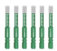 Mgtgbao 6pc Green1/4” Dry Diamond Drill Bits Set，6PCS 6mm Hex Shank Core Drill Bit Brazed with Cooling Wax for Porcelain Tile Ceramic Concrete Granite Marble Hard Materials (not for Wood).