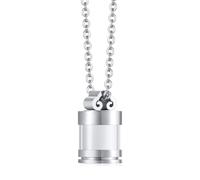 Mgutillart Fashion Keepsake Cremation Jewelry Stainless Steel Glass Bottle Urn Pendant Ashes Necklace, Stainless Steel, No Gemstone