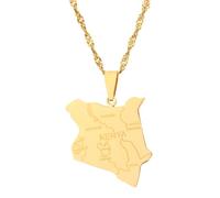 Mgutillart Fashion Stainless Steel Kenya Cities Map Pendant Necklace, Stainless Steel, No Gemstone