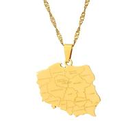 Mgutillart Fashion Stainless Steel Poland Cities Map Pendant Necklace, Stainless Steel, No Gemstone