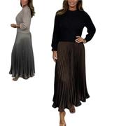 MGYANG Women's Solid Color Long Sleeve Jumper & Pleated Bottom Dress Fashion Sweatshirt Top and Pleated Bottom Jasperbelly Women's Dress (Brown,Medium)