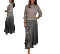 MGYANG Women's Solid Color Long Sleeve Jumper & Pleated Bottom Dress Fashion Sweatshirt Top and Pleated Bottom Jasperbelly Women's Dress (Khaki,XX-Large)