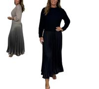 MGYANG Women's Solid Color Long Sleeve Jumper & Pleated Bottom Dress Fashion Sweatshirt Top and Pleated Bottom Jasperbelly Women's Dress (Black,Small)