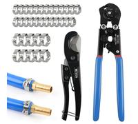 MGYOO Pex Crimping Tool Kit Cinch and Remove Dual-Function Pex Crimp Tool 3/8" to 1" Pex Crimper with Pex Cutter and 35pcs 1/2" 3/4" Stainless Steel Pex Clamps