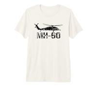 MH-60 Helicopter Aircraft Distressed Silhouette Design Premium T-Shirt