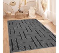 Mh Bedding Store ltd Modern Geometric Area Rug Runner - Soft Non-Slip Hallway Carpet for Living Room, Bedroom, Entryway - Abstract Pattern Mat - Multiple Sizes & Colors (DarkGrey, 60 x 110 cm)