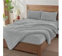 MH Home Soft Teddy Fleece Duvet Cover Breathable, Comfortable & Durable Bedding Cover Cosy, Easy-Care Terry Duvet Cover for Everyday Use (Silver, Single)